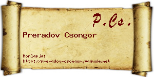 Preradov Csongor névjegykártya